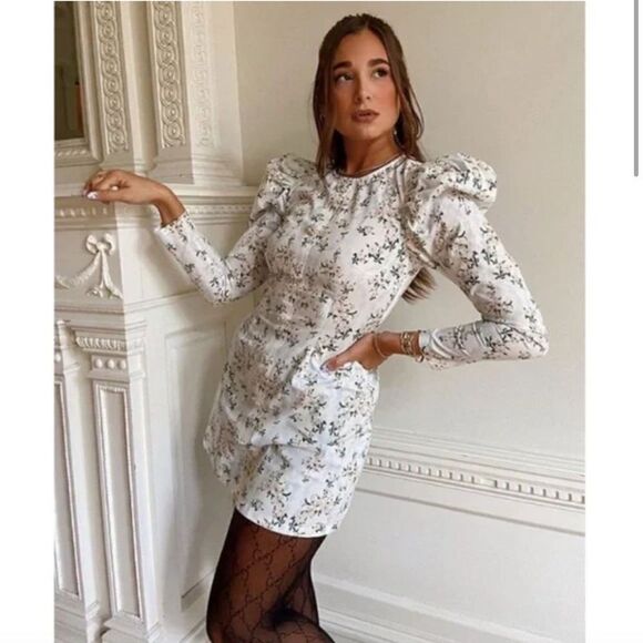 NWT WeWoreWhat Danielle Bernstein Floral Long Sleeve Mini Dress M - Picture 1 of 7